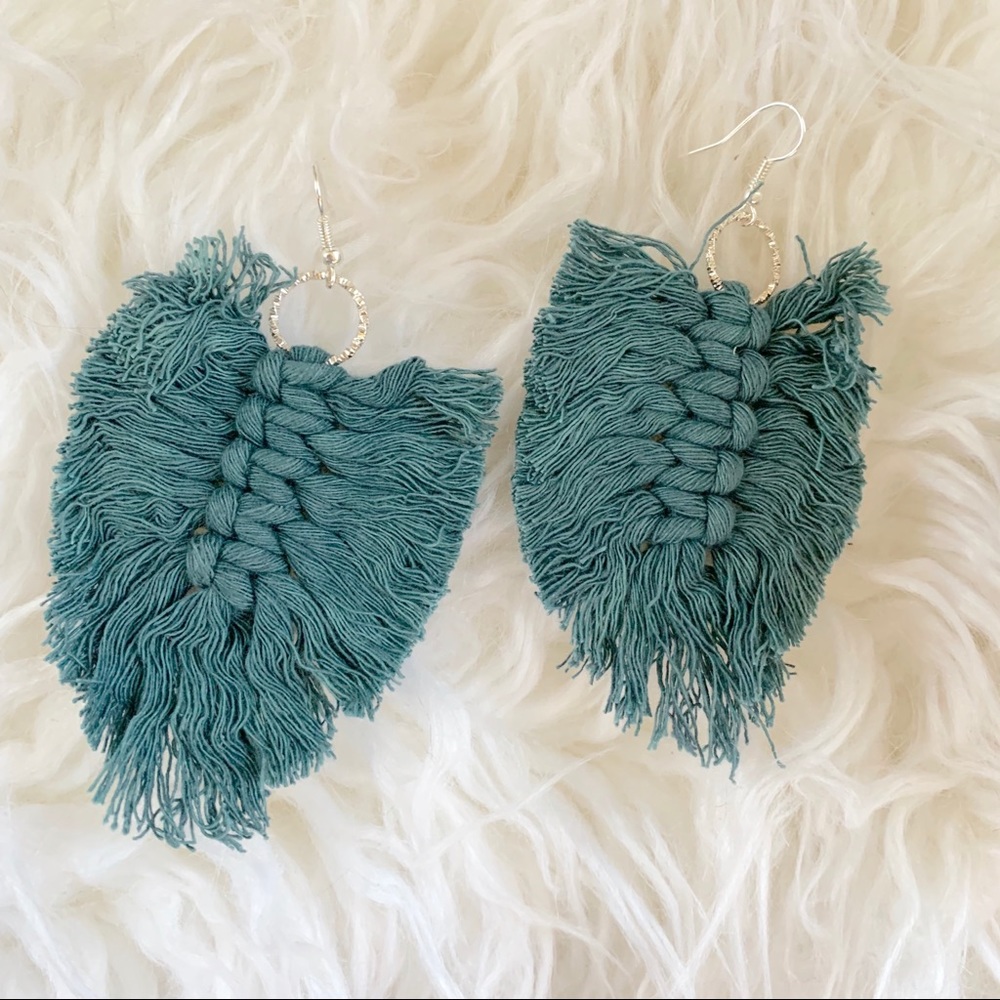 Macrame Feather Statement Earrings - image 5